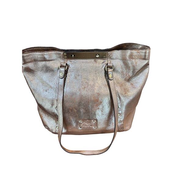 Patricia Nash Gold Distressed Leather Benvenuto Shoulder Tote Bag - Picture 1 of 12